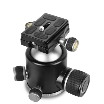 Cap de trepied sferic din aliaj de aluminiu, filet de montaj 3/8, rotire orizontală 360°, înclinare verticală 90°, greutate 0,626 kg
