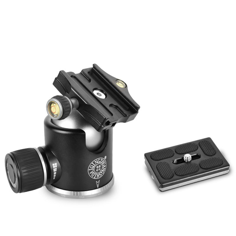 Cap de trepied sferic din aliaj de aluminiu, filet de montaj 3/8, rotire orizontală 360°, înclinare verticală 90°, greutate 0,626 kg