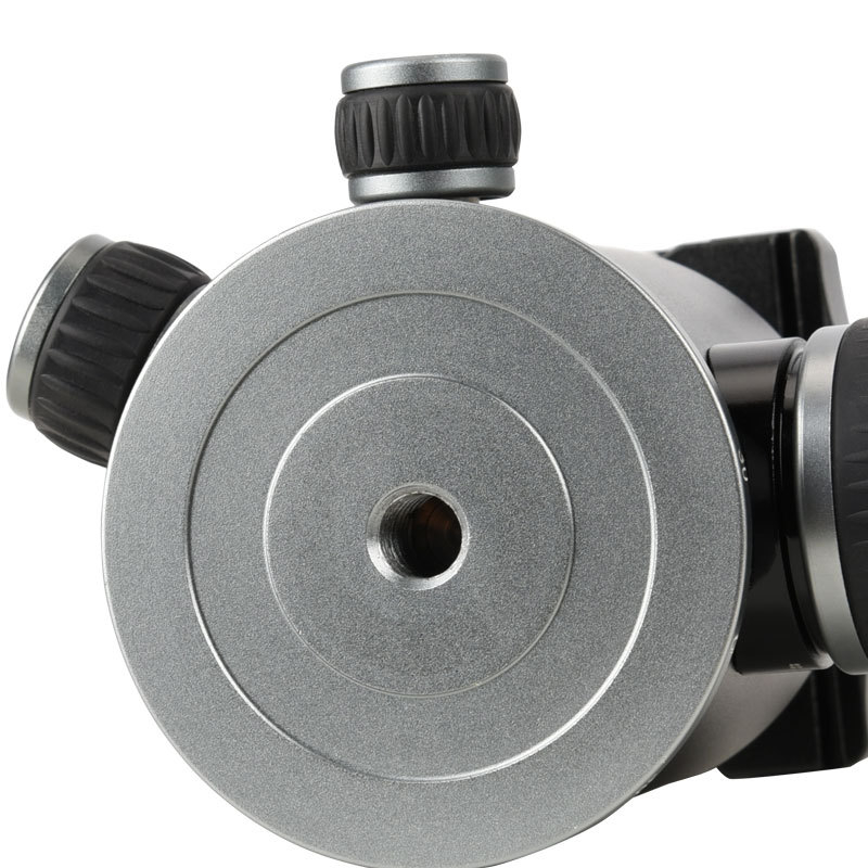 Cap de trepied sferic din aliaj de aluminiu, filet de montaj 3/8, rotire orizontală 360°, înclinare verticală 90°, greutate 0,626 kg