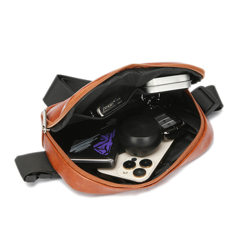 Geantă din PU piele, stil street fashion, fermoar, buzunar ID interior, căptușeală din poliester