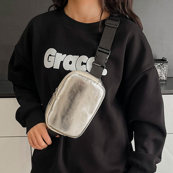 Geantă din PU piele, stil street fashion, fermoar, buzunar ID interior, căptușeală din poliester