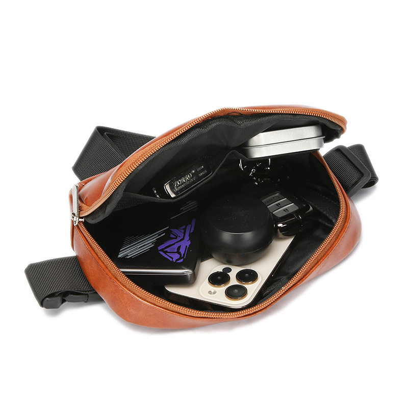 Geantă din PU piele, stil street fashion, fermoar, buzunar ID interior, căptușeală din poliester