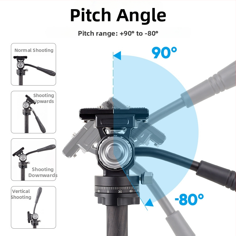 Mini hidraulični amortizirani profesionalni pan-tilt stativ za kameru, aluminijska legura, 360° horizontalno okretanje, težina 310 g, kompatibilno s mikro kamerom