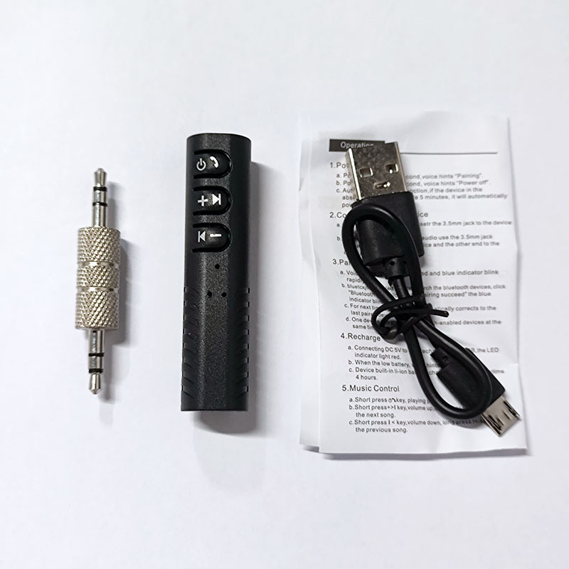 Autós Bluetooth kihangosító vevő 3,5 mm AUX-hoz, klip-dizájn, 5V tápegység, frekvenciatartomány 20 Hz–20 kHz