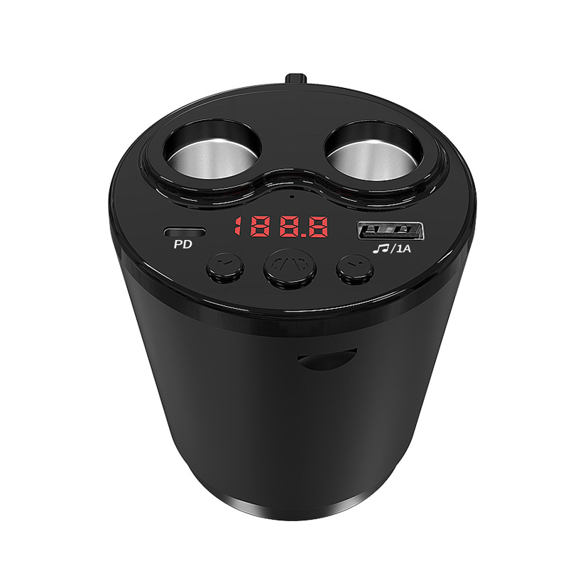 Încărcător auto, tip suport-pahar, cu Bluetooth MP3 și transmițător FM, USB, 12-24V, model G63