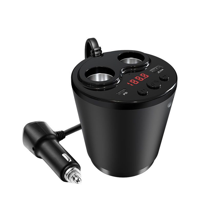 Încărcător auto, tip suport-pahar, cu Bluetooth MP3 și transmițător FM, USB, 12-24V, model G63