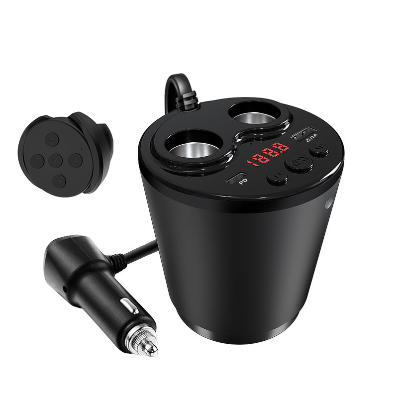 Încărcător auto, tip suport-pahar, cu Bluetooth MP3 și transmițător FM, USB, 12-24V, model G63