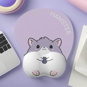 Podloga za miš za zglob – 3D crtani dizajn hrčka, silikon, mala podloga, narukvica