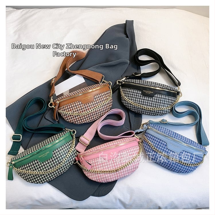 Dámska quiltovaná taška na pás – street fashion, PU materiál, zima 2024, podšívka polyester, vrecko na telefón