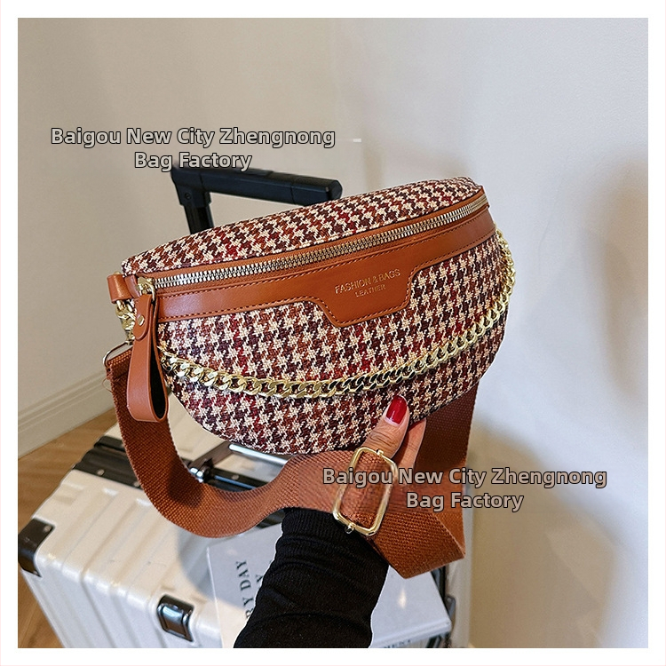 Dámska quiltovaná taška na pás – street fashion, PU materiál, zima 2024, podšívka polyester, vrecko na telefón