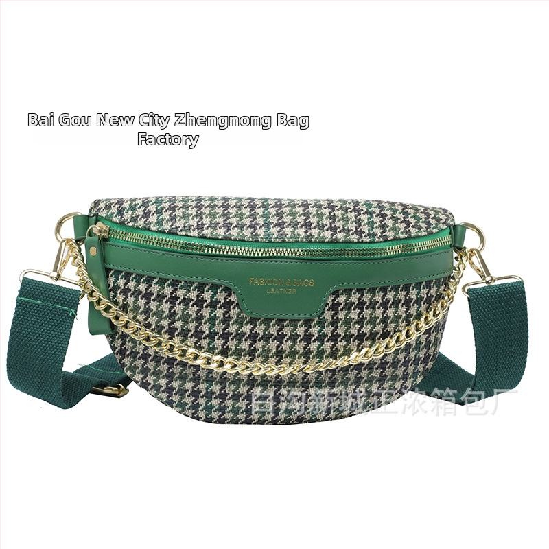 Dámska quiltovaná taška na pás – street fashion, PU materiál, zima 2024, podšívka polyester, vrecko na telefón