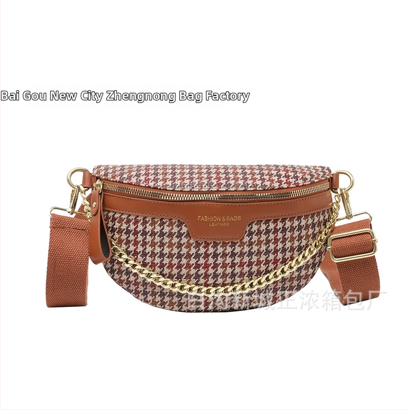 Dámska quiltovaná taška na pás – street fashion, PU materiál, zima 2024, podšívka polyester, vrecko na telefón