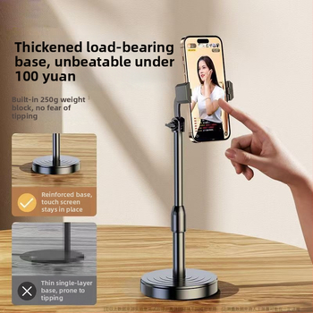 Stolný stojan na tablet a telefón, výškovo nastaviteľný, vysúvací a otočný, plastová konštrukcia pre natáčanie videí a fotografovanie