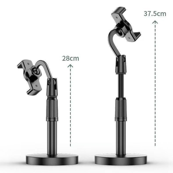 Stolný stojan na tablet a telefón, výškovo nastaviteľný, vysúvací a otočný, plastová konštrukcia pre natáčanie videí a fotografovanie