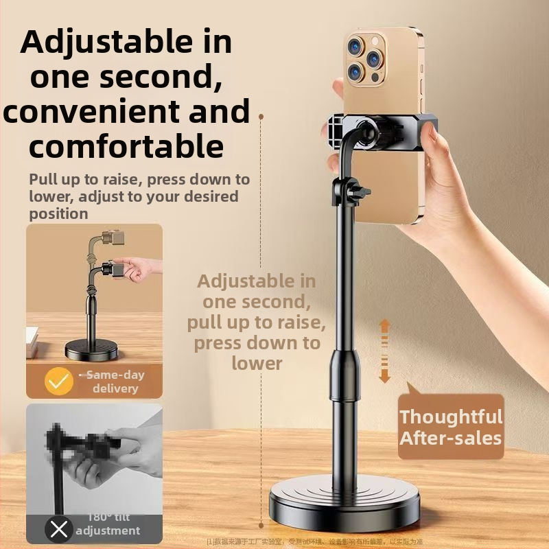 Stolný stojan na tablet a telefón, výškovo nastaviteľný, vysúvací a otočný, plastová konštrukcia pre natáčanie videí a fotografovanie