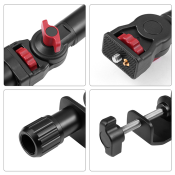 Suport de birou în formă de C cu clemă pentru fotografia de sus și streaming, model PU3103B, metal, greutate 1,13