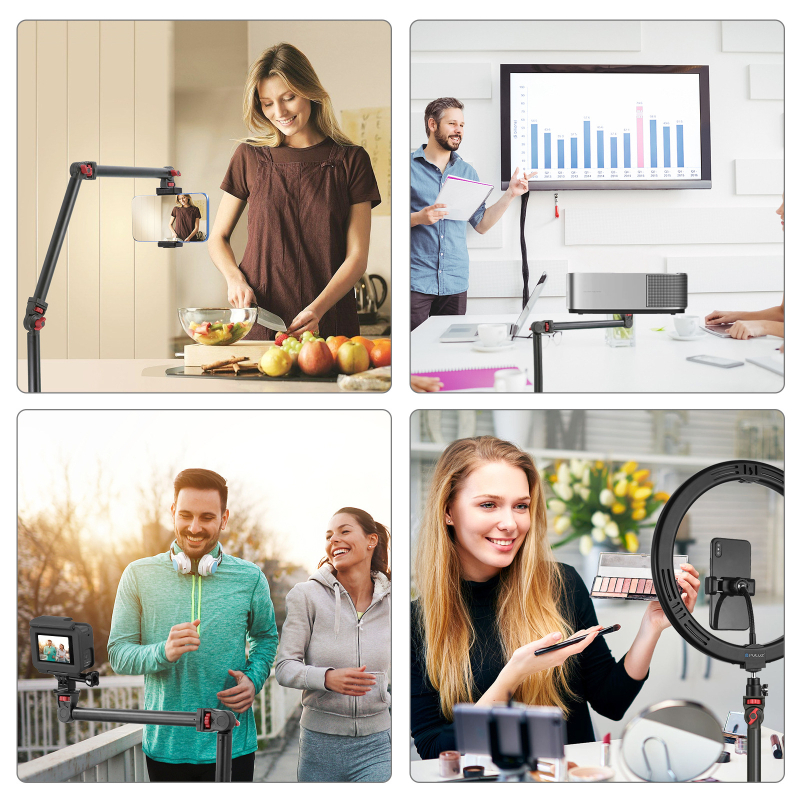 Suport de birou în formă de C cu clemă pentru fotografia de sus și streaming, model PU3103B, metal, greutate 1,13