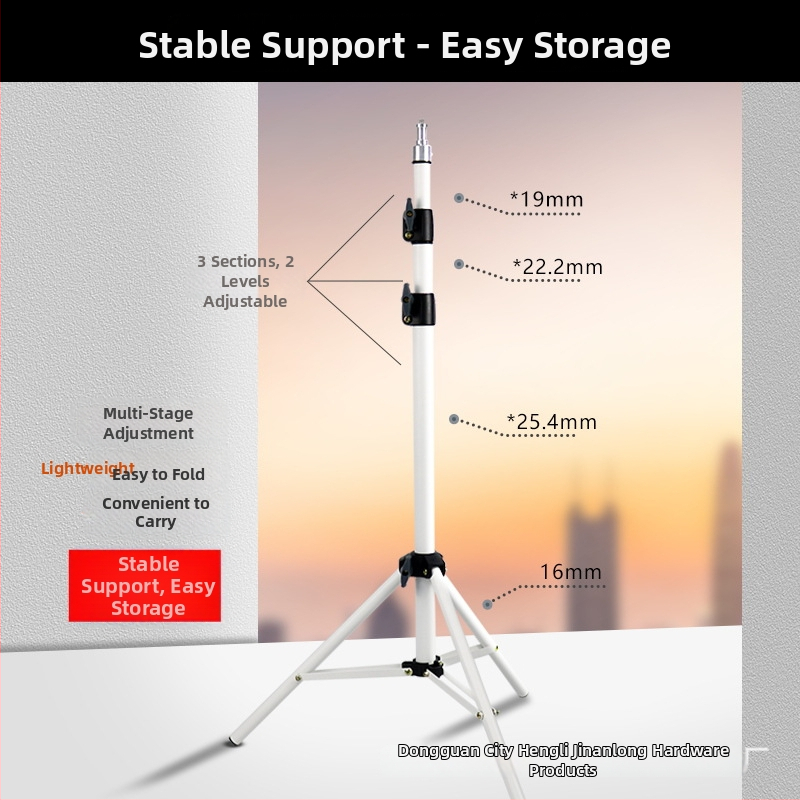 Telefon tripod za fotografiju i live streaming, 3-sekcijski nogar, promjeri cijevi 25.4/22/19/16 mm, SPCC čelik, nosivost 5 kg