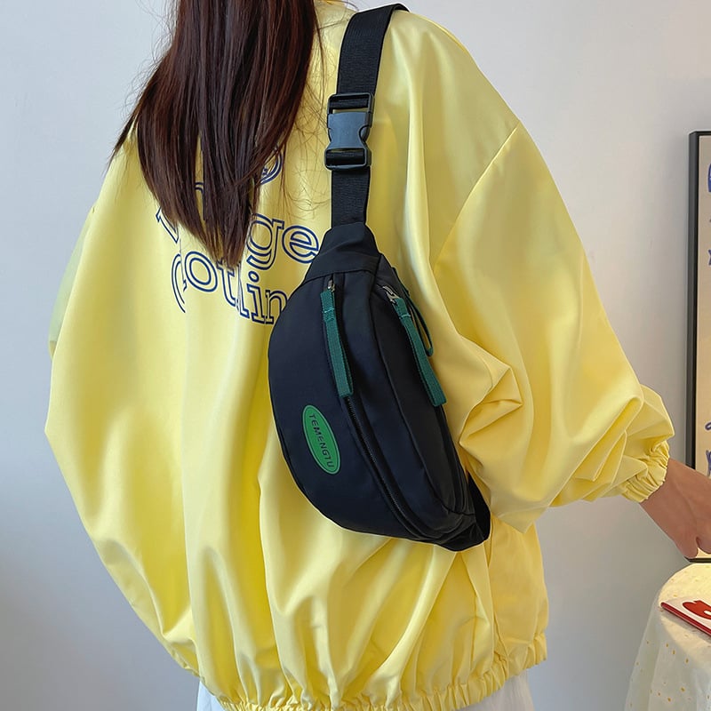 Nylon deréktáska nőknek – 2018 tavaszra kiadás, Mix‑and‑Match stílus, bélés nylon, cipzáras zárás