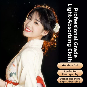 Prekės fotografijai fonas – šviesos sugeriantis audinys, flokotuotas velveto paviršius, medžiaga: audinys