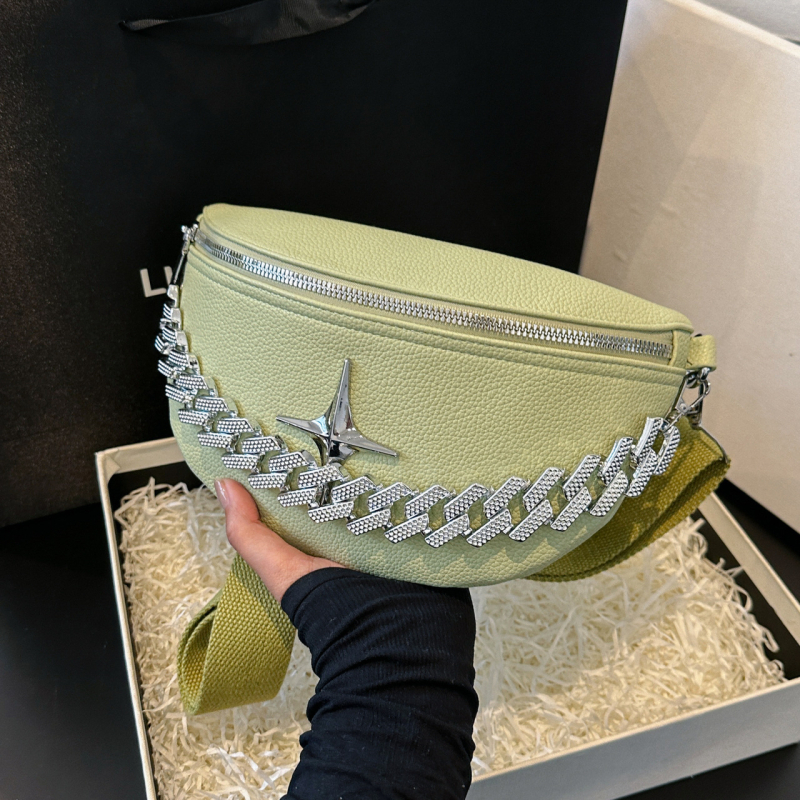 PU kožená sedlová taška s retiazkovým popruhom, zips, vrecko na telefón, vnútorný priestor, mestský štýl