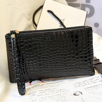 Kórejský štýl peňaženka na mince z pravej kože so zipsom, horizontálny štvorcový tvar, vnútorné vrecko na telefón