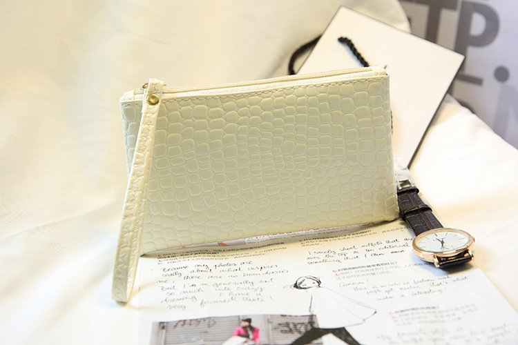 Kórejský štýl peňaženka na mince z pravej kože so zipsom, horizontálny štvorcový tvar, vnútorné vrecko na telefón