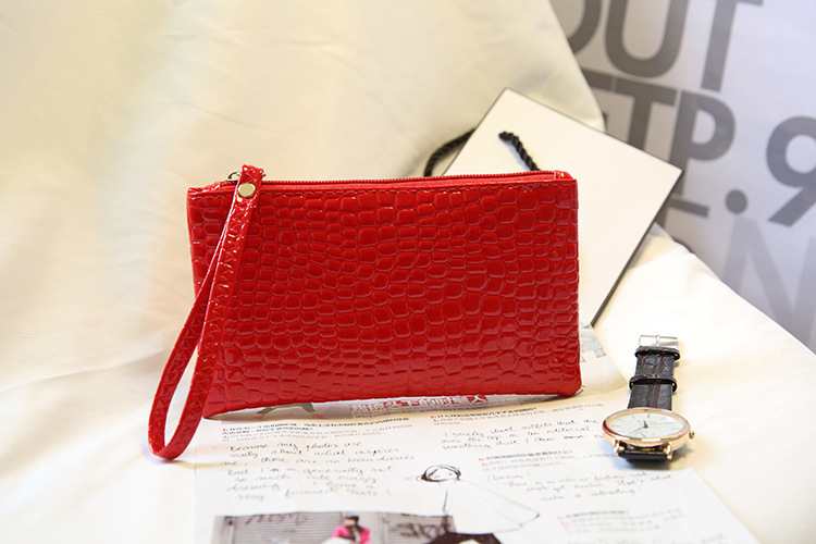 Kórejský štýl peňaženka na mince z pravej kože so zipsom, horizontálny štvorcový tvar, vnútorné vrecko na telefón