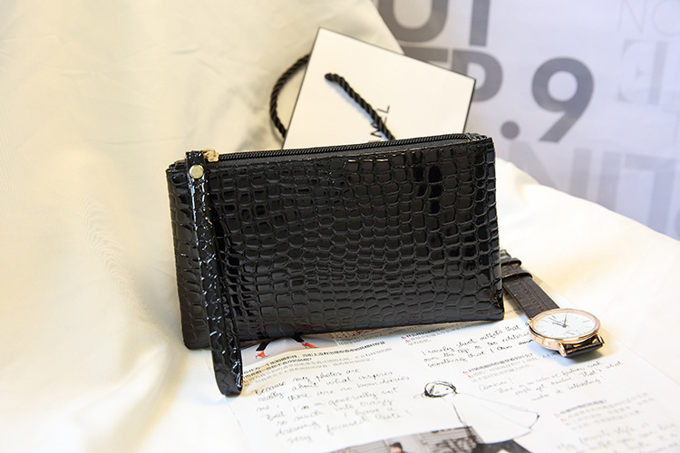 Kórejský štýl peňaženka na mince z pravej kože so zipsom, horizontálny štvorcový tvar, vnútorné vrecko na telefón