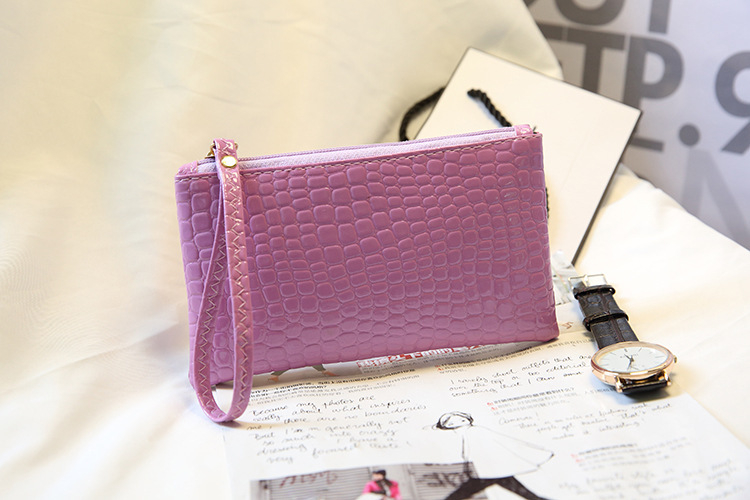 Kórejský štýl peňaženka na mince z pravej kože so zipsom, horizontálny štvorcový tvar, vnútorné vrecko na telefón