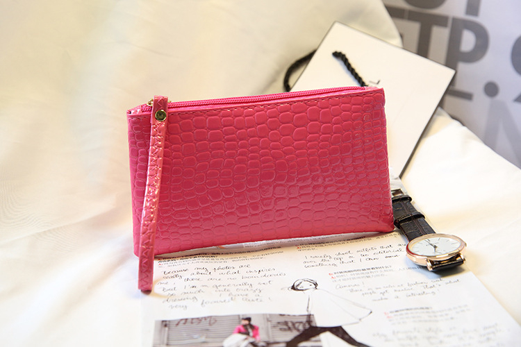 Kórejský štýl peňaženka na mince z pravej kože so zipsom, horizontálny štvorcový tvar, vnútorné vrecko na telefón