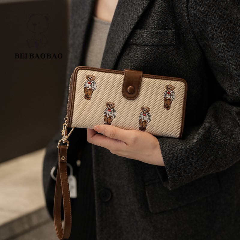 Мини портфейл за монети North Bag - платно, градски стил, животински принт - есен 2024