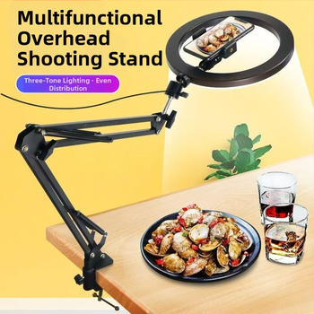 Μεταλλικός στήριξης κινητού για λήψεις από πάνω — πτυσσόμενος επιτραπέζιος βραχίονας, καθολικός, για βιντεοσκοπήσεις, μεταδόσεις και διδασκαλία καλλιγραφίας με φωτισμό