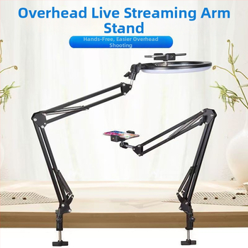 Μεταλλικός στήριξης κινητού για λήψεις από πάνω — πτυσσόμενος επιτραπέζιος βραχίονας, καθολικός, για βιντεοσκοπήσεις, μεταδόσεις και διδασκαλία καλλιγραφίας με φωτισμό