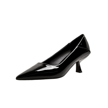 Pantofi dama cu toc înalt, vârf ascuțit, toc subțire 6–8 cm, partea superioară Ultra-fiber, închidere cu cataramă pe curea