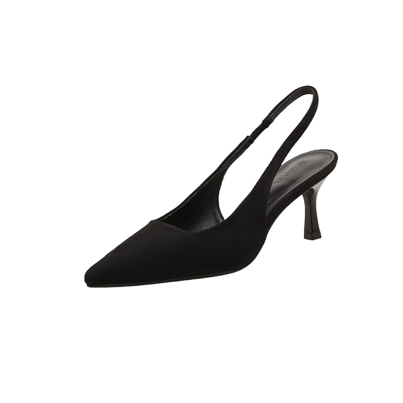 Pantofi dama cu toc înalt, vârf ascuțit, toc subțire 6–8 cm, partea superioară Ultra-fiber, închidere cu cataramă pe curea