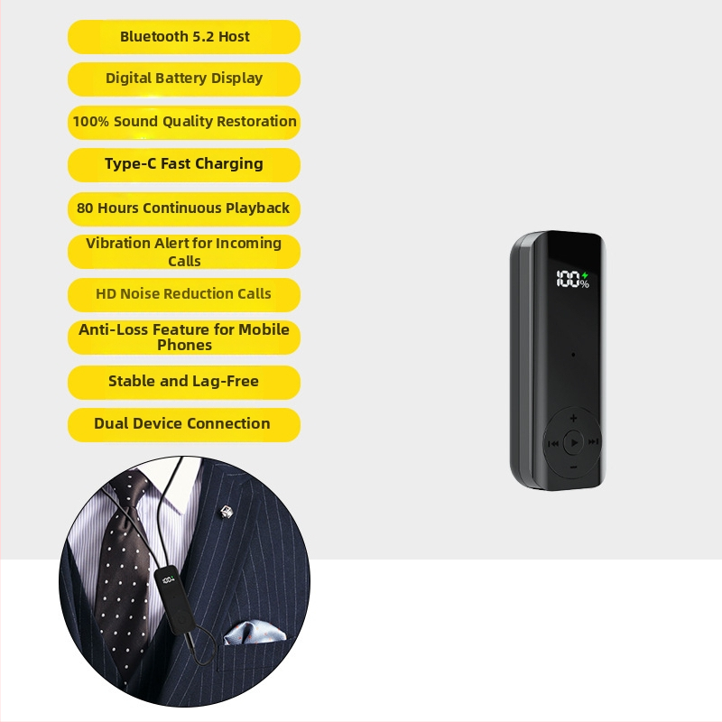 Căști Bluetooth Lavalier • autonomie 0–4 h • rază de 10 m • IPX4 • Bluetooth 2.0