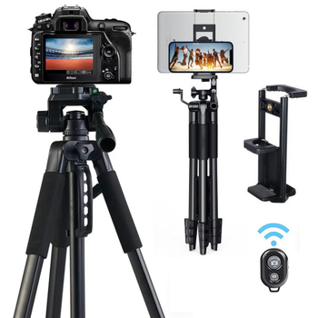 3366 aluminijski tripod za kameru, za mobitele i tablete, teleskopski, 4 sekcije, nosivost 2–5 kg, 3D gimbal, pločica brzog otpuštanja