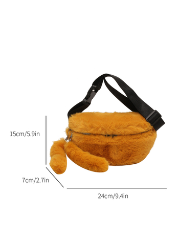 Geantă plush pentru piept/talie feminină — stil urban minimalist, închidere cu fermoar, buzunar interior cu fermoar, căptușeală poliester-cotton