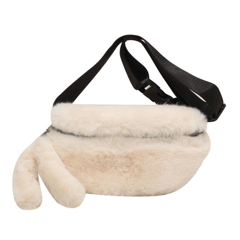 Geantă plush pentru piept/talie feminină — stil urban minimalist, închidere cu fermoar, buzunar interior cu fermoar, căptușeală poliester-cotton