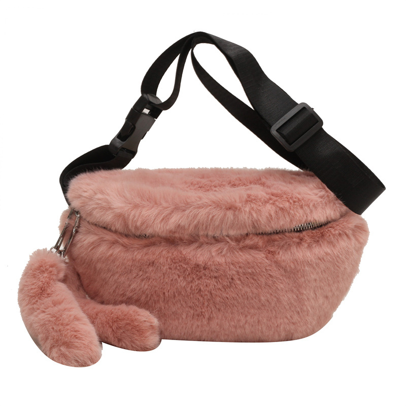 Geantă plush pentru piept/talie feminină — stil urban minimalist, închidere cu fermoar, buzunar interior cu fermoar, căptușeală poliester-cotton