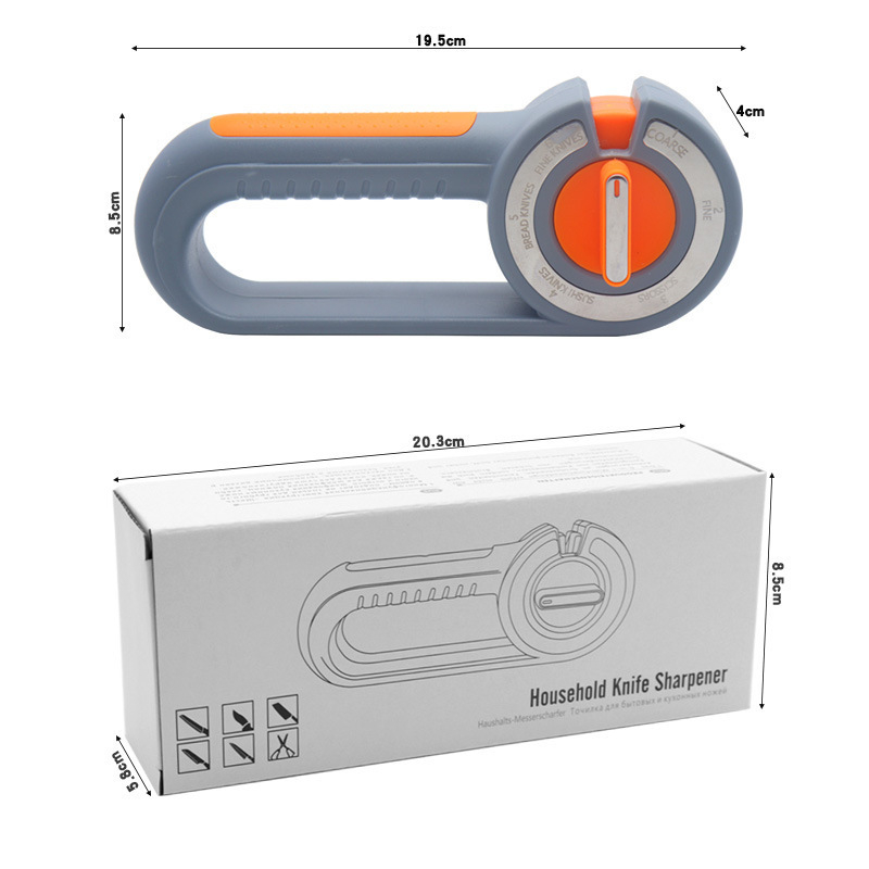 Prijenosni 6-u-1 oštrač noževa – keramičke i volframske čelične površine, ABS kućište, prilagodljivo oštrenje
