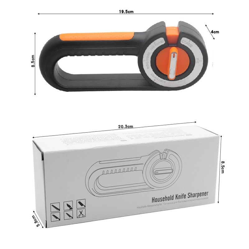 Prijenosni 6-u-1 oštrač noževa – keramičke i volframske čelične površine, ABS kućište, prilagodljivo oštrenje
