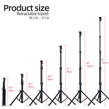 Stalak za mobitel s teleskopskim podnim stativom, aluminijska legura, sfere-pan tilt, visina 1,6 m, nosivost 2–5 kg, Bluetooth daljinski upravljač uključen