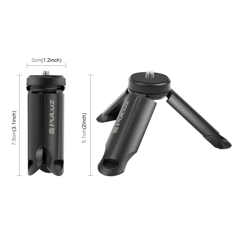 Trepied pentru DJI Osmo Action — suport de telefon de birou mini pliabil, PU372; capacitate sub 2 kg; greutate 0,049 kg; lansat în 2018