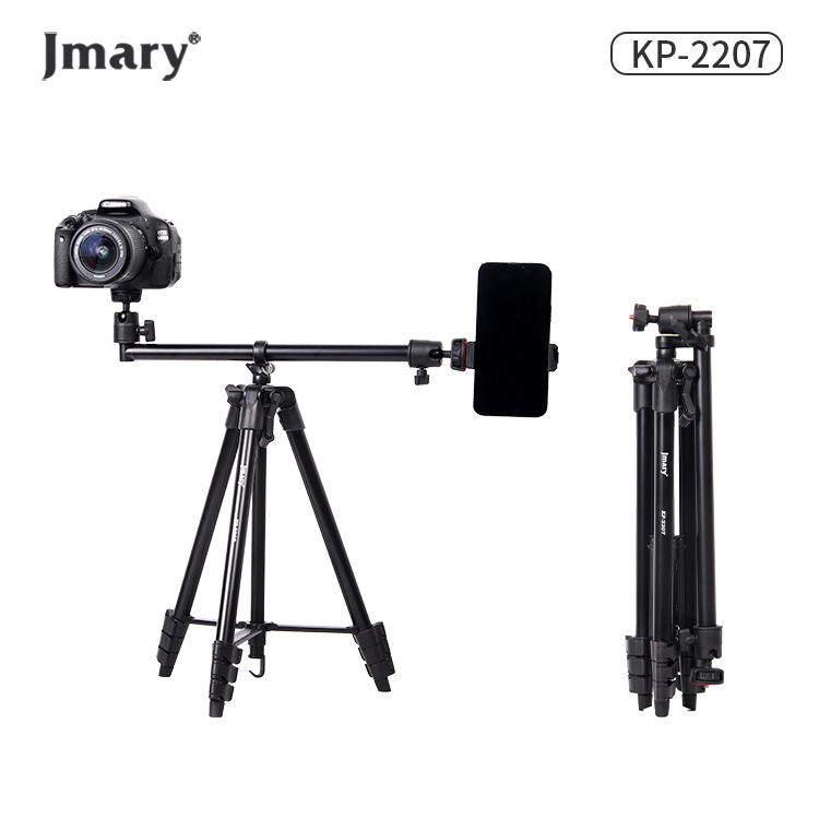 Tripod KP-2207 pentru telefon mobil, 3D PTZ, aliaj de aluminiu, 4 noduri, placă cu eliberare rapidă, sarcină de 2 kg