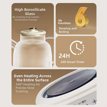 HY-01 Zdravstveni lonac za čaj: stakleno tijelo, unutarnji spremnik od borosilikatnog stakla, kapacitet 1,5–2 L, 220 V, 400–500 W (1,5–2 L, 220 V, 400–500 W, HY-01)