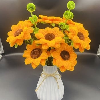 Μπουκέτο ηλιοτρόπων — Κρυπτογραφημένες στριφτές ράβδοι, χειροποίητο από σύρμα, μονή βλαστός