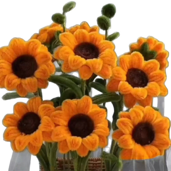 Μπουκέτο ηλιοτρόπων — Κρυπτογραφημένες στριφτές ράβδοι, χειροποίητο από σύρμα, μονή βλαστός