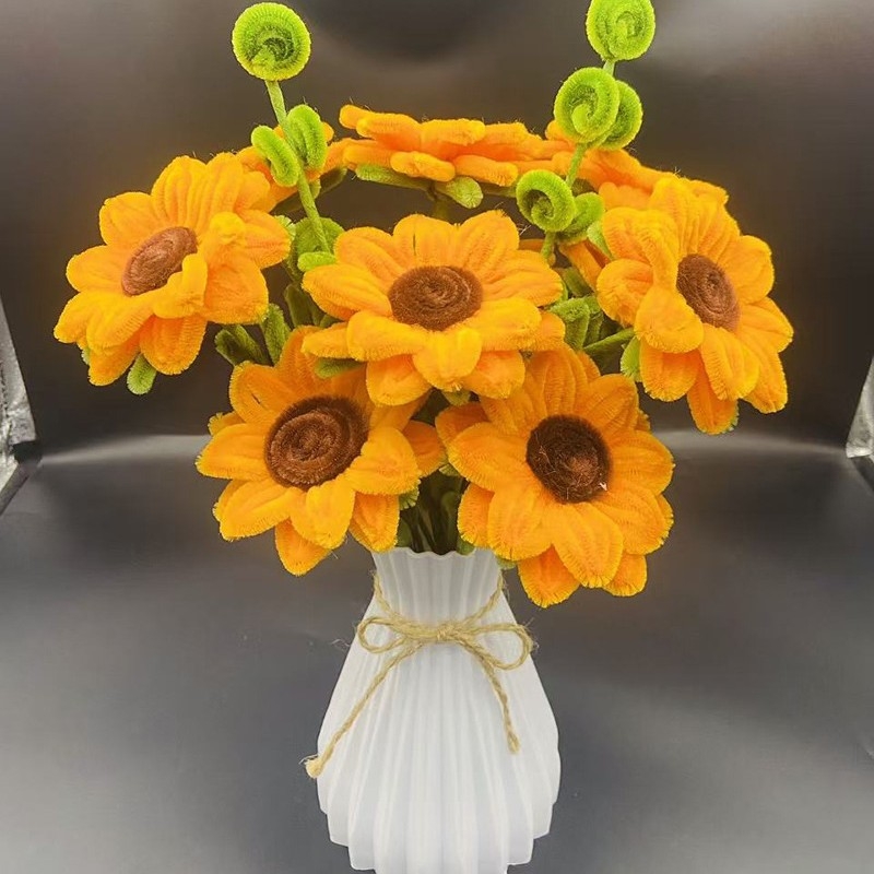 Μπουκέτο ηλιοτρόπων — Κρυπτογραφημένες στριφτές ράβδοι, χειροποίητο από σύρμα, μονή βλαστός